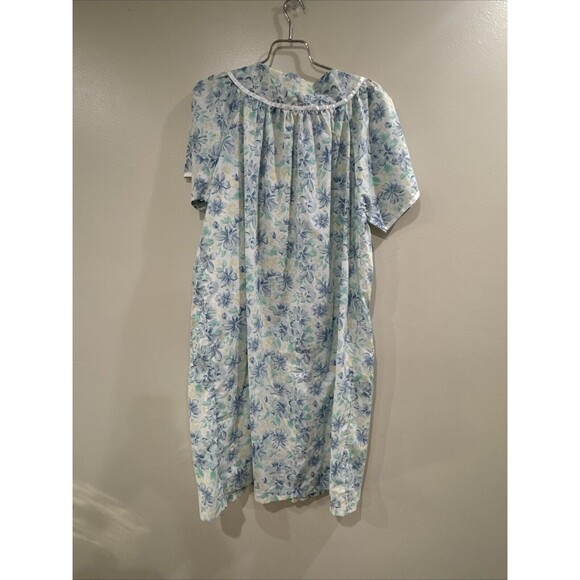 J.I.T. Sleep Floral White Housecoat Robe Short Sleeve  Buttons XL - Picture 9 of 9